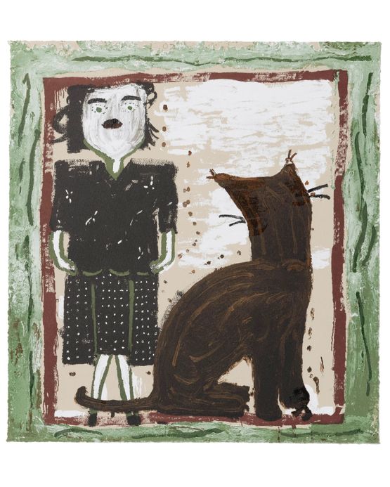 Party Clothes RW and hat by Rose Wylie contemporary artwork Print