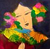 Girl with a Floral Fan 2 by Walasse Ting contemporary artwork Works on Paper
