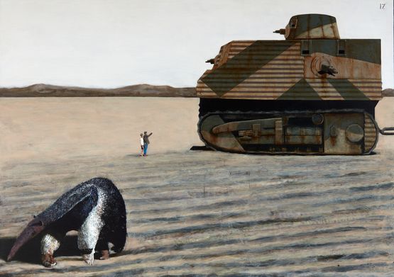 Trojan Horse Sculpture Farm with Bob Semples tank by Michael Shepherd contemporary artwork Painting