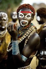Karo Woman Wearing Cowrie Shell Necklace Ethiopia 1985-1996 by Carol Beckwith  Angela Fisher contemporary artwork photography