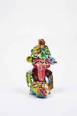 Blue figure with snake by Ramesh Mario Nithiyendran contemporary artwork sculpture