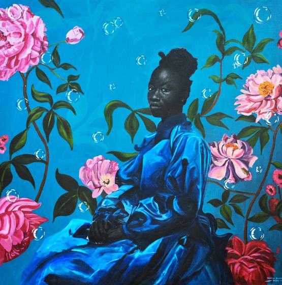 Ada in Blue by Olamide Ogunade Olisco contemporary artwork Painting