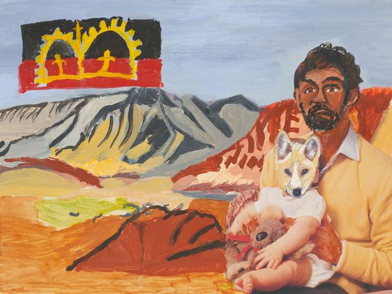 Royal Dingo Pup by Vincent Namatjira contemporary artwork Mixed Media