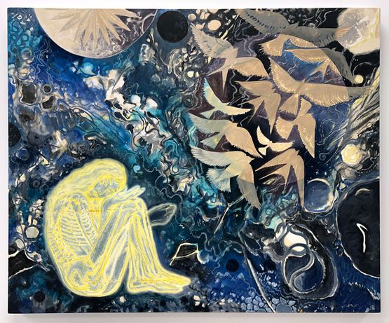 blue madonna by Nadia Waheed contemporary artwork Painting