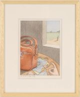 The Brown Leather Bag by Pierre Le-Tan contemporary artwork works on paper