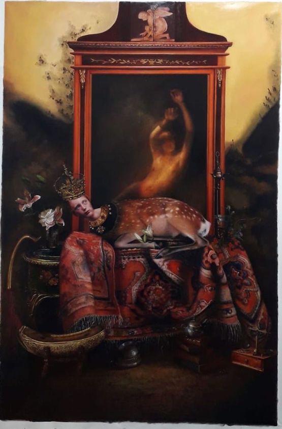 Twisted thread of thought by Teodora Axente contemporary artwork Painting