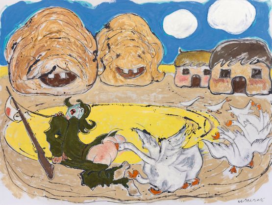 The Divine Anti-Japanese Goose No. 3 by Wang Xingwei contemporary artwork Painting