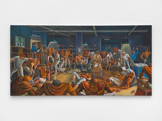 Bronco Locker Room by Ernie Barnes contemporary artwork Painting