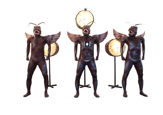 The Three Donosaurus by Heri Dono contemporary artwork Installation