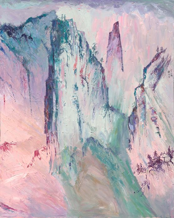 Pink Dawn by Yang Yongliang contemporary artwork Painting