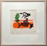 Violet Torso on Orange Stripes by Henry Moore contemporary artwork print