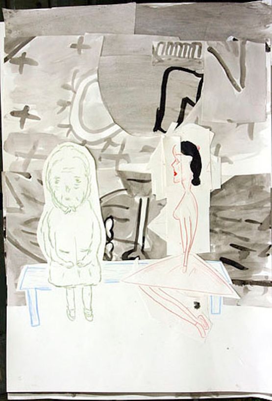 PC and Her Mother by Rose Wylie contemporary artwork Works on Paper