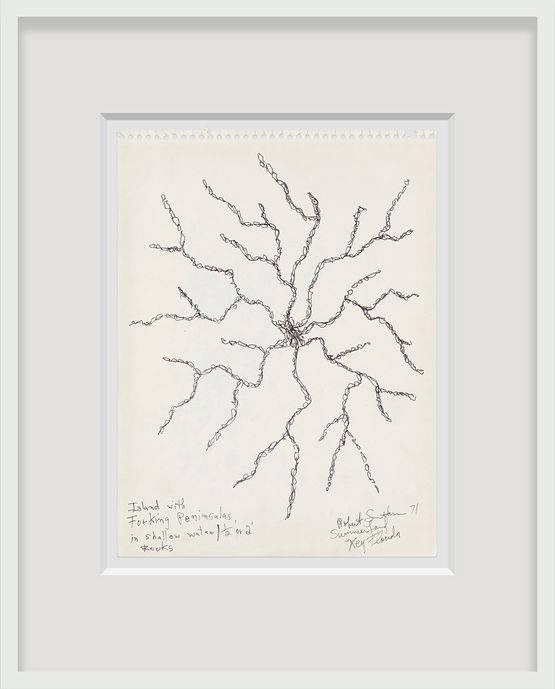 Island with Forking Peninsulas in Shallow Water by Robert Smithson contemporary artwork Works on Paper