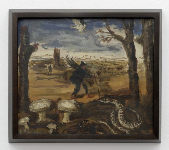Untitled Paesaggio con serpente e funghi by Luigi Zuccheri contemporary artwork Painting