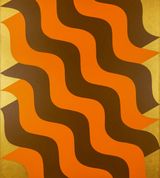 Moucharabieh Ocher and Orange by Mohamed Melehi contemporary artwork painting