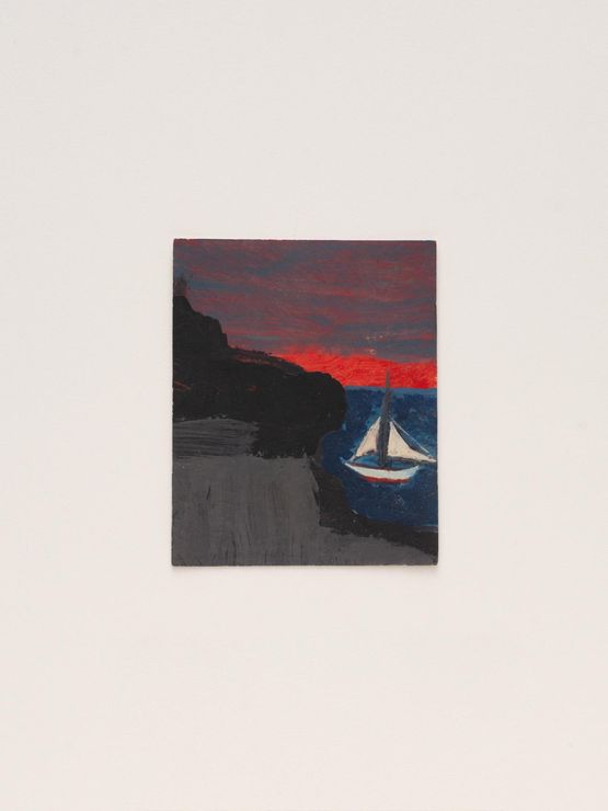 Untitled Boat Sky and Water in Red White and Blue by Frank Walter contemporary artwork Painting