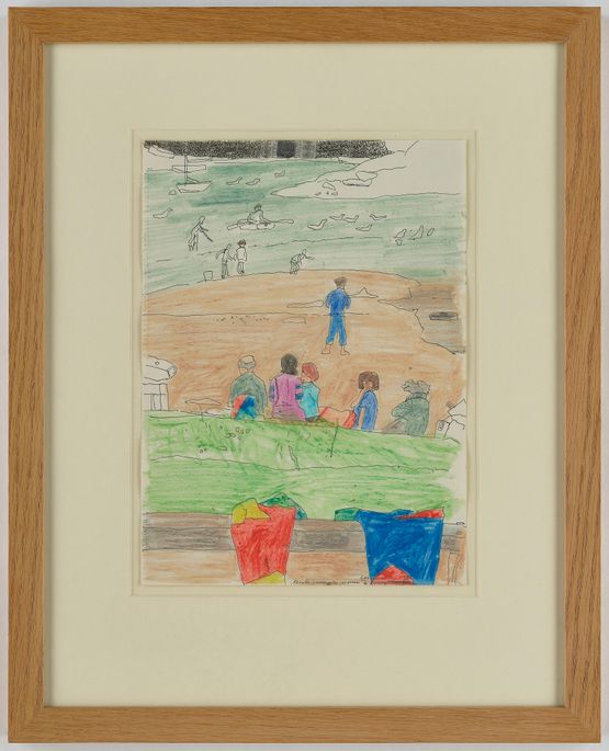 People having a picnic  Daisys socks Cornwall by Peter Blake contemporary artwork Works on Paper