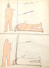 Gesprach zwischen stehender und liegender Person Blauer Faden by Chris Reinecke contemporary artwork Works on Paper