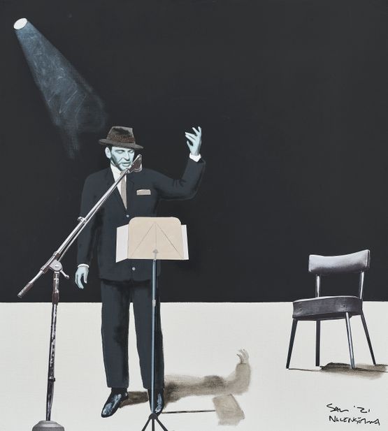 Frank Sinatra by Sam Nhlengethwa contemporary artwork Mixed Media