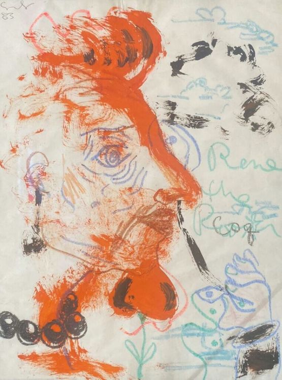 Portrait of Rene Ricard by George Condo contemporary artwork Works on Paper