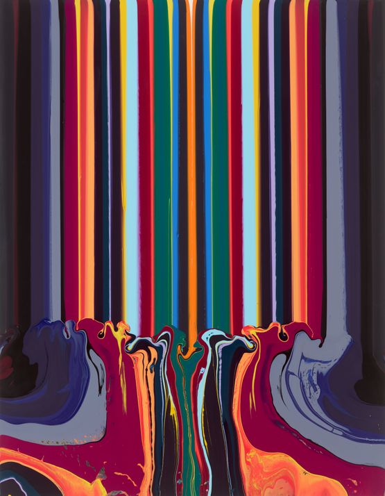 Push Back Black and Red by Ian Davenport contemporary artwork Painting