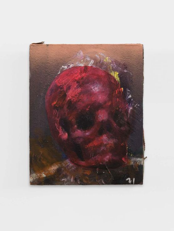 Red Coral Skull by Zhou Yilun contemporary artwork Painting