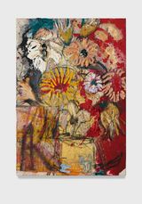Flowers 10 red and yellow by Daniel Crews-Chubb contemporary artwork mixed media painting