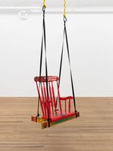 Tree-Sitting Swings Nature Does Not Exist To Serve Humans by Andrea Bowers contemporary artwork installation sculpture