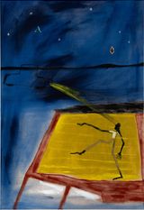 And the rain has wet my last cigarette by Mia Boe contemporary artwork painting textile