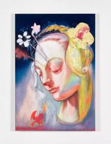 Vergine con fiori e piccolo demone by Alessandro Pessoli contemporary artwork drawing painting