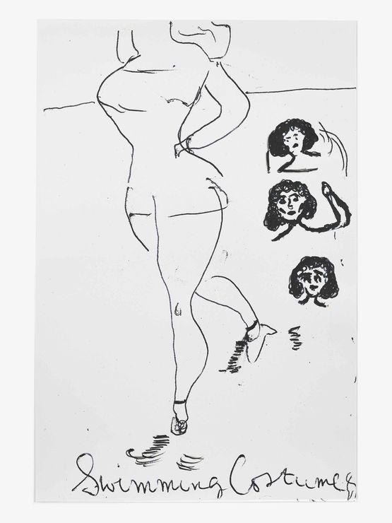 Swimig CostumeHeads by Rose Wylie contemporary artwork Painting