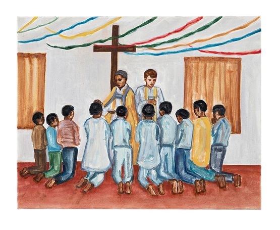 Communion kneeling by Matthew Krishanu contemporary artwork Painting