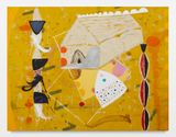 The secret house the painting yellow with the house by Ouattara Watts contemporary artwork mixed media painting