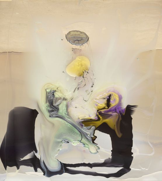 He worried that he might forget himself his thoughts might jump out with the ability to speak aloud with a mind of their own and a nastiness trace his searching stare to caress her outline under her clothes by Dale Frank contemporary artwork Painting