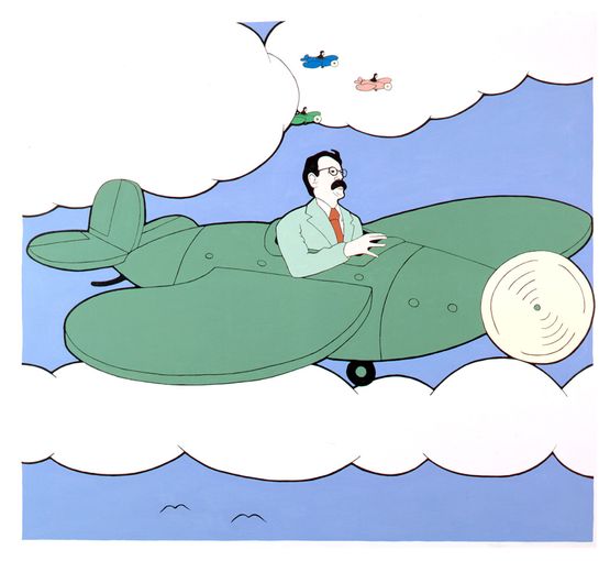 Dr. Guillermo Saturnio Cruz Y Vasquez Discovering God During the 1937 Monterrey to Juarez Air Race by John Wesley contemporary artwork Painting