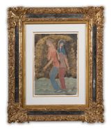Deux jeunes femmes dans un paysage by Leonard Tsuguharu Foujita contemporary artwork works on paper