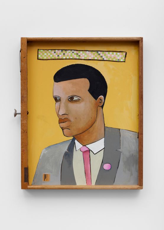 Man in a cufflink drawer by Lubaina Himid contemporary artwork Painting