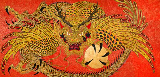 Gold Shone Flying Dragon  by Kaneko Tomiyuki contemporary artwork Painting