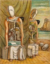 Il dialogo misterioso Archeologi by Giorgio De Chirico contemporary artwork painting