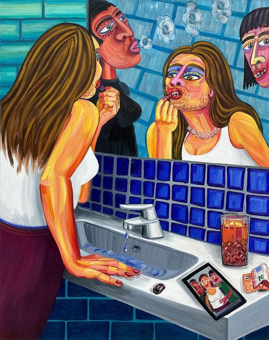Mirror Chat by Oska Gutheil contemporary artwork Painting