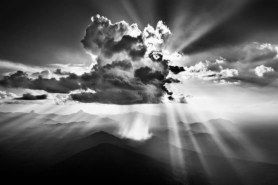 Rain falling on the Marie Mirim mountain range Yanomami Indigenous Territory municipality of Sao Gabriel da Cachoeira State of Amazonas Brazil by Sebastiao Salgado contemporary artwork Photography