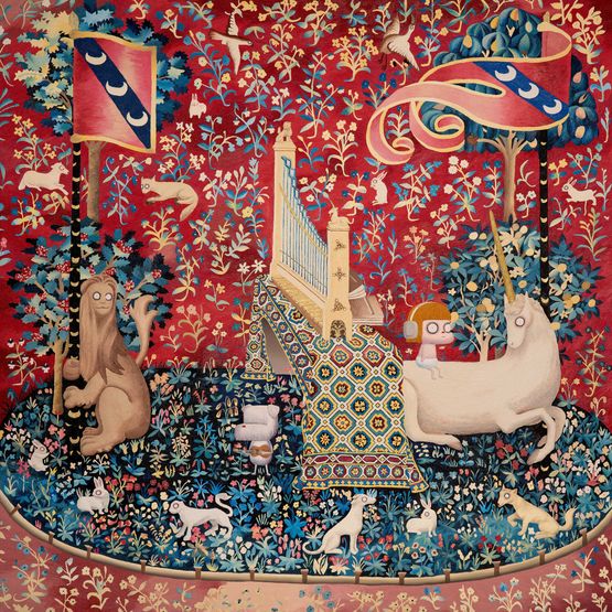 The Lady and the Unicorn Hearing by Woo Kukwon contemporary artwork Painting