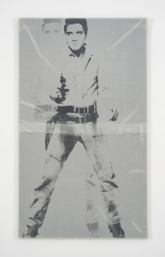 Double Elvis with bubble wrap and packing tape by Tammi Campbell contemporary artwork Painting