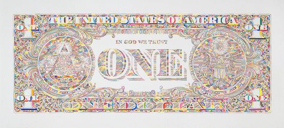 Untitled dollar print back by Tom Friedman contemporary artwork Print