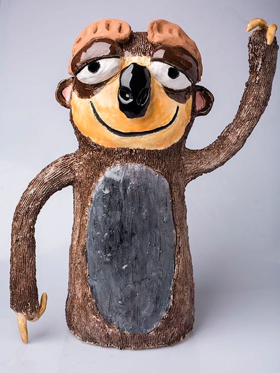 Disco Stu the Saturday night fever sloth by Charlotte Le Brocque contemporary artwork Sculpture