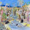 Hogs with Sow at clear creek by Andy Pye contemporary artwork Painting