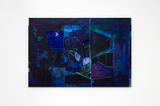 Sofa descending the stairs by Walter Price contemporary artwork painting works on paper