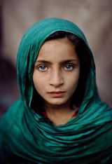 Girl with a green shawl Peshawar Pakistan by Steve Mccurry contemporary artwork painting