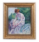Moulineux Jeune femme otant sa sandale by Maximilien Luce contemporary artwork painting