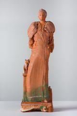Portrait of Hera with woman with stole by Linda Marrinon contemporary artwork sculpture